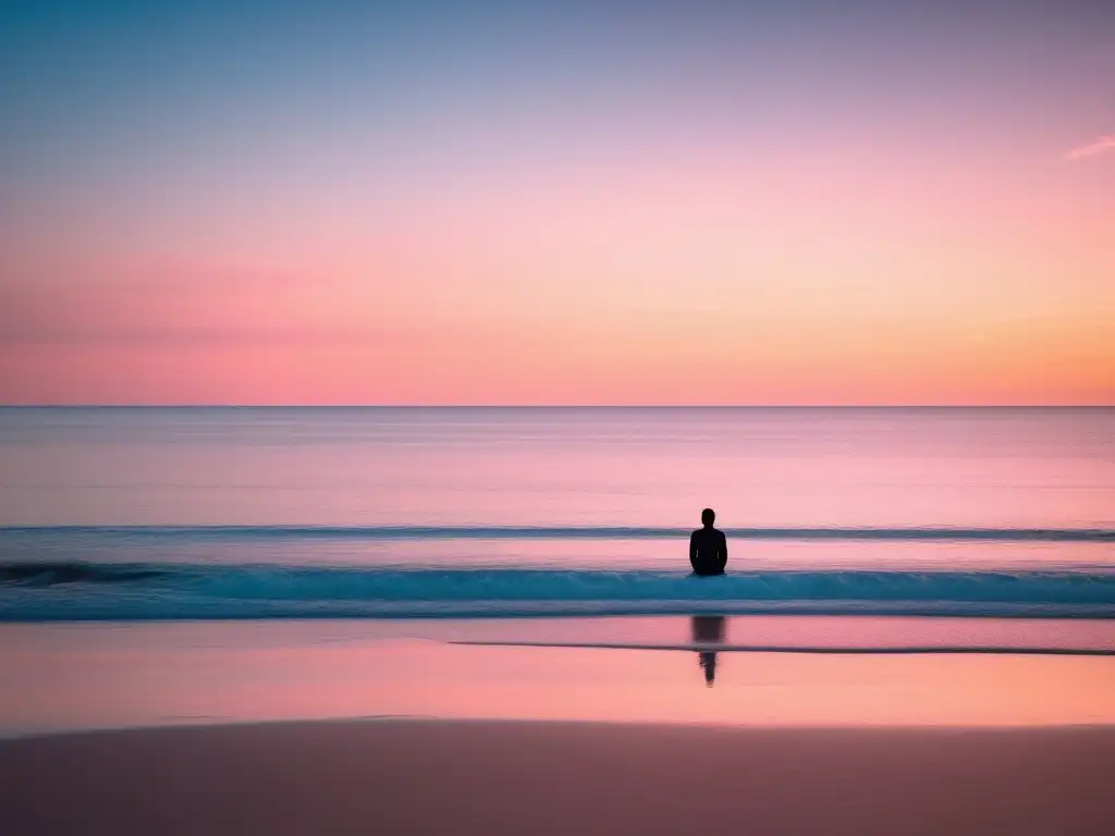 Técnicas de Mindfulness para Hipertensión Arterial en playa al amanecer