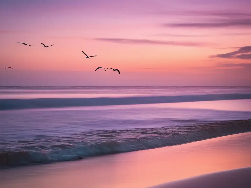 Playa tranquila al amanecer con beneficios del mindfulness para liberación emocional