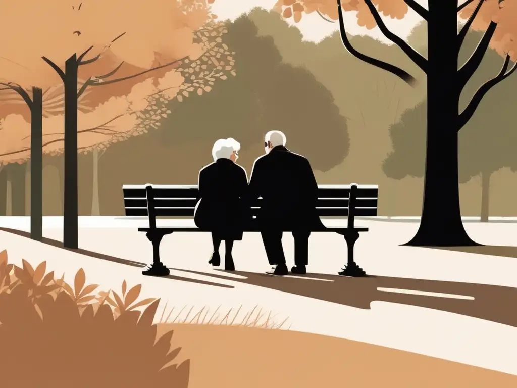 Pareja de ancianos en parque, mostrando relaciones saludables en la vejez