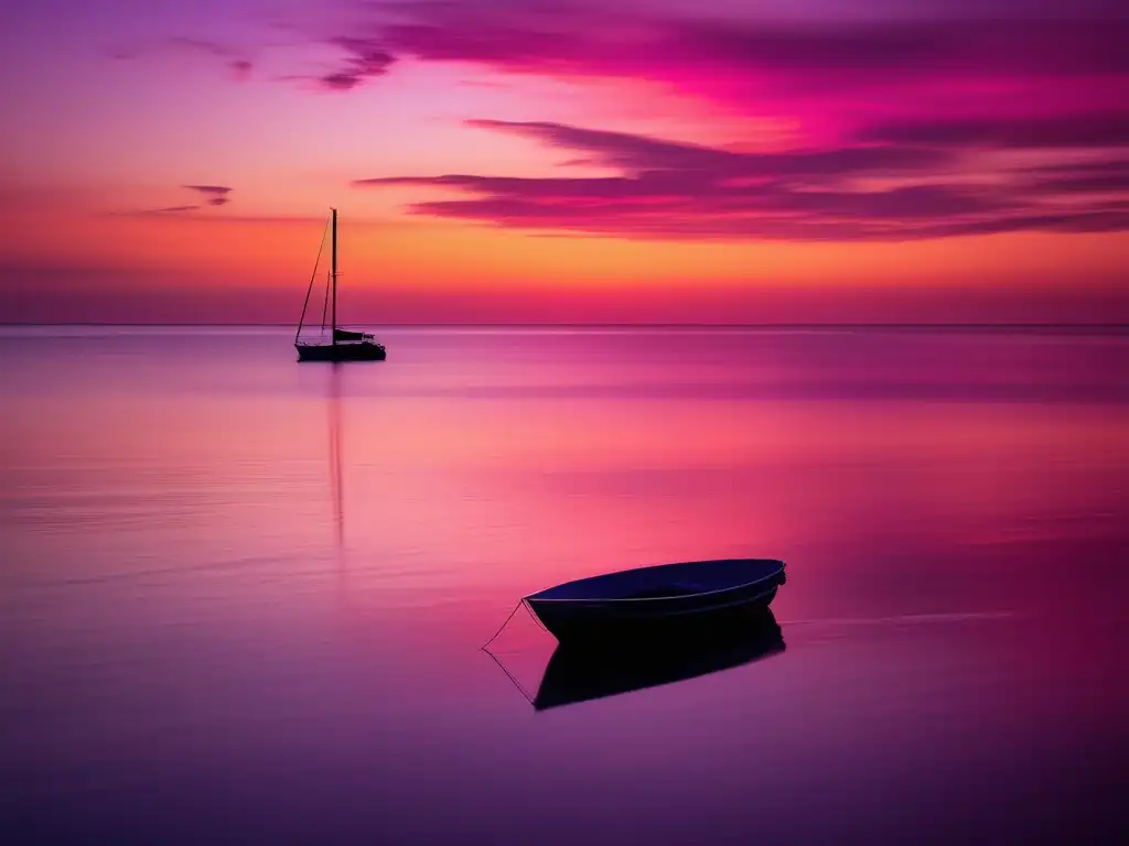 Técnicas para alcanzar metas y objetivos: Sereno atardecer sobre el mar con velero