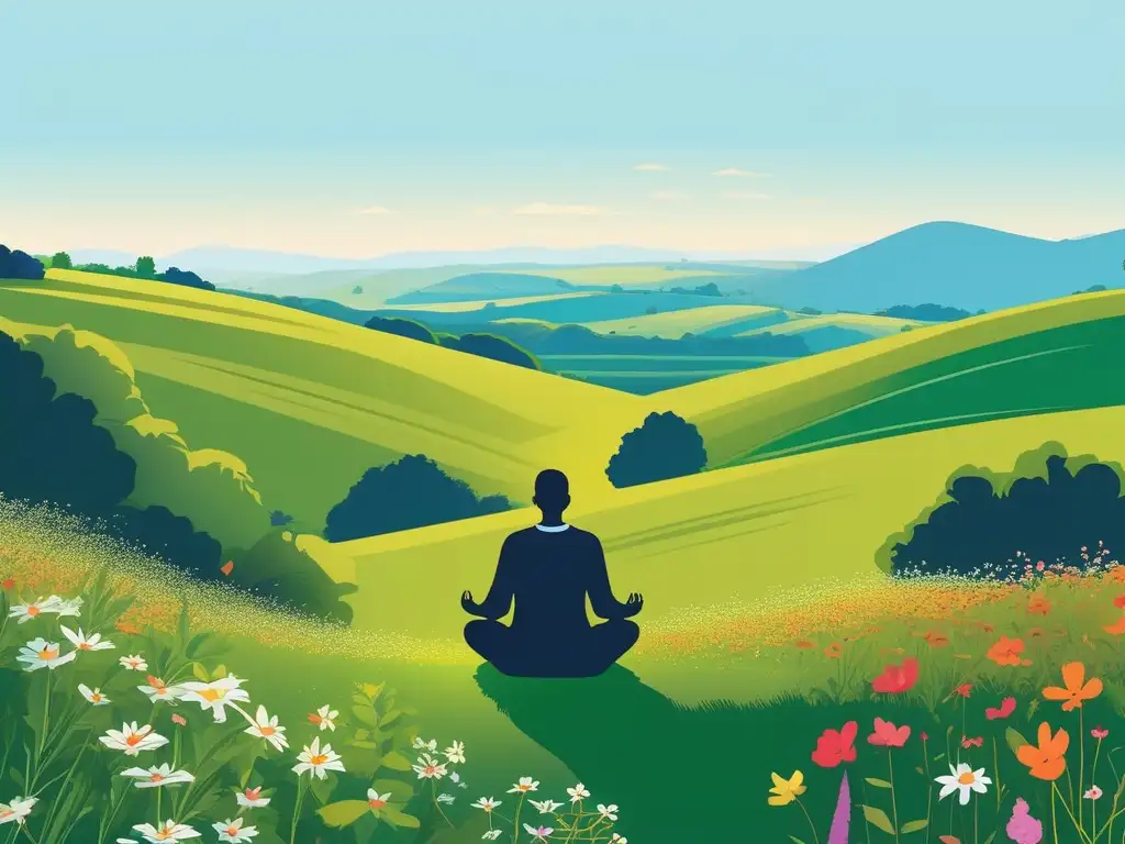 Paisaje sereno con figura meditando: Mitos sobre salud mental en Europa