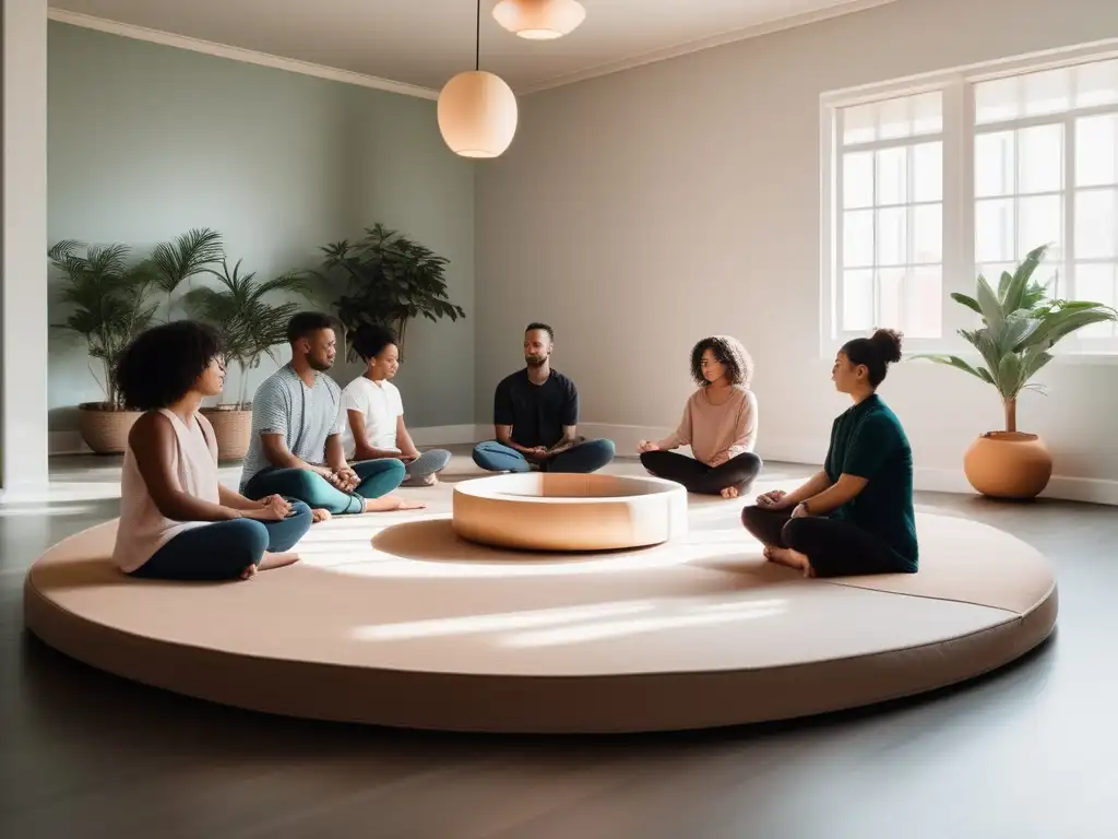 Aula tranquila de mindfulness para niños durante exámenes