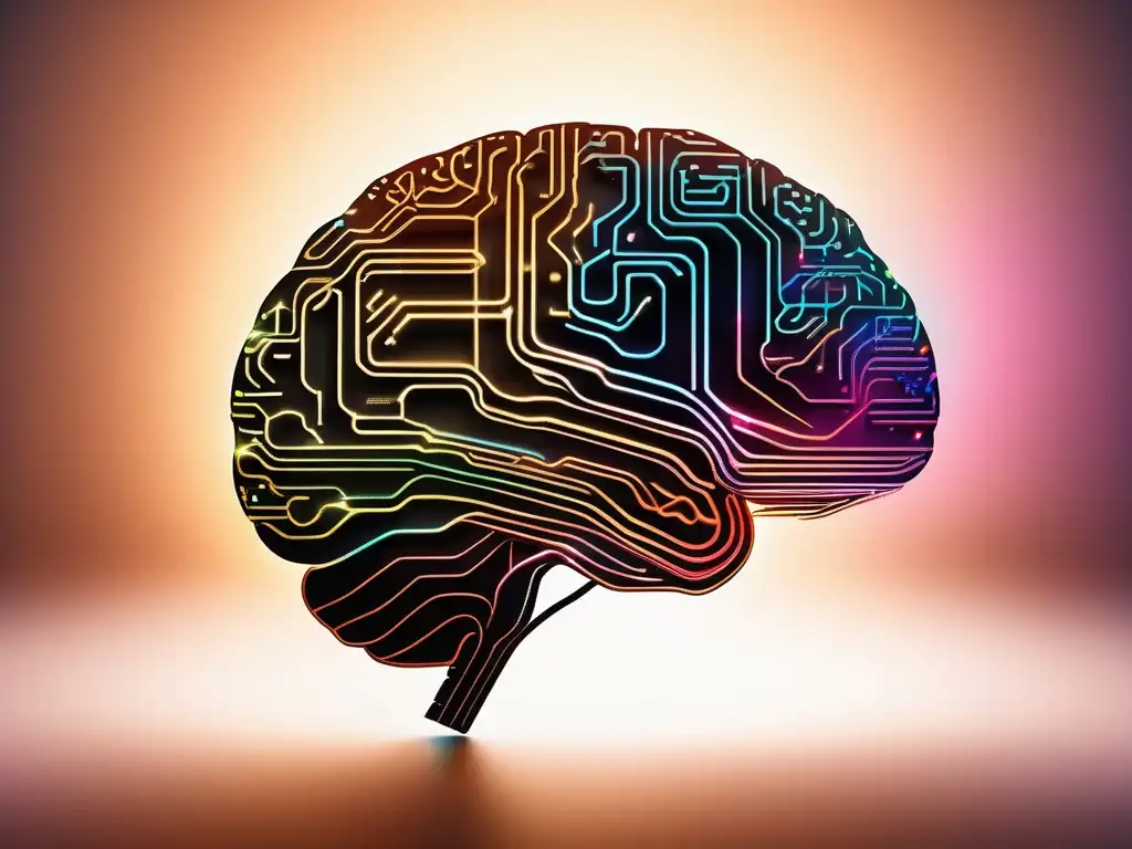 Cerebro saludable con circuitos interconectados que representan funciones cognitivas, resaltando beneficios de la creatina