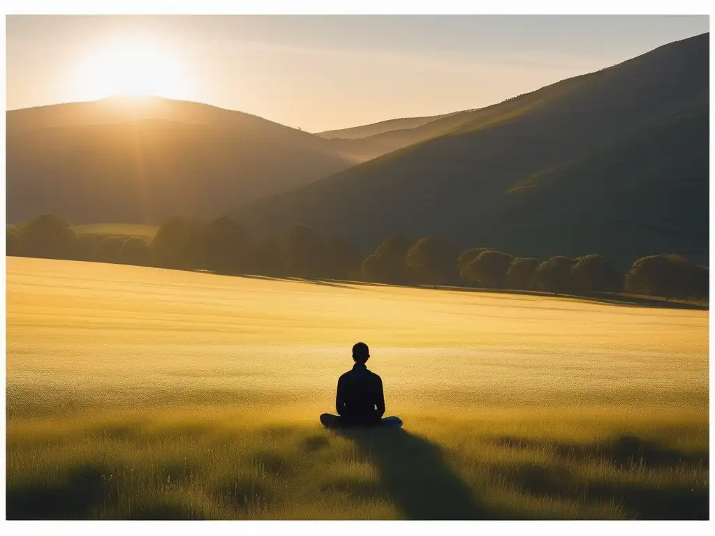 Intervención temprana trastornos psicóticos: persona meditando en campo sereno