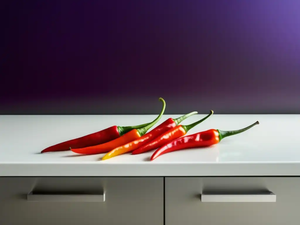 Cocina minimalista con chili peppers: Beneficios comida picante estado ánimo