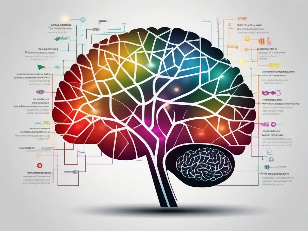 Cerebro con vías neuronales resaltadas en colores vibrantes - Potenciar la cognición con neurociencia