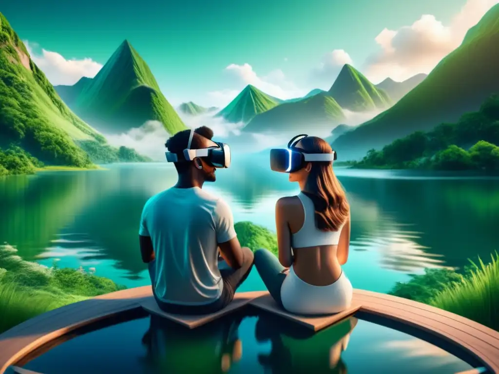 Beneficios VR en relaciones a distancia: pareja conectada en entorno virtual