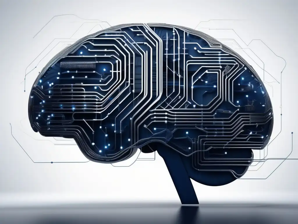 Cómo manejar conflictos digitales en bienestar mental con una imagen abstracta del cerebro humano como circuitos digitales