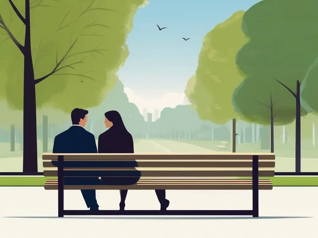 Pareja en parque, conversación profunda, comunicación efectiva en relaciones pareja