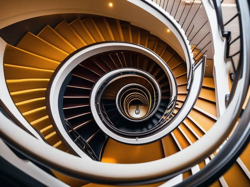 Imagen inspiradora de desarrollo personal: Potenciar autoestima y empoderamiento a través de una escalera en espiral vibrante y moderna