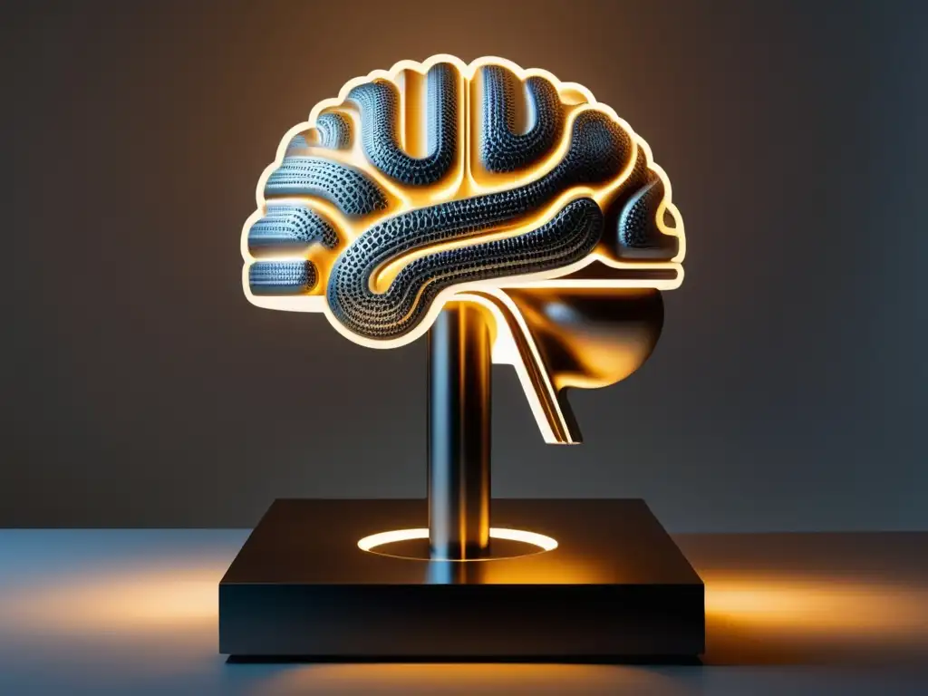 Escultura cerebral simbolizando avances científicos y la evolución del concepto de salud mental - Concepto evolución salud mental antigüedad