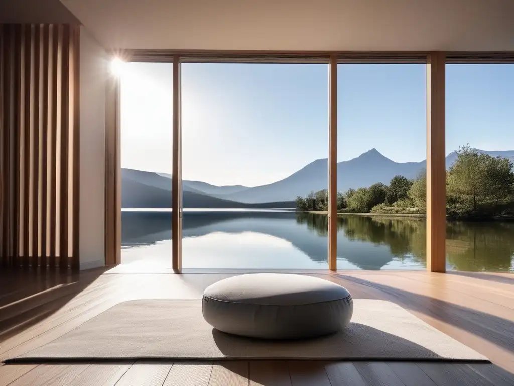 Espacio de meditación minimalista y sereno