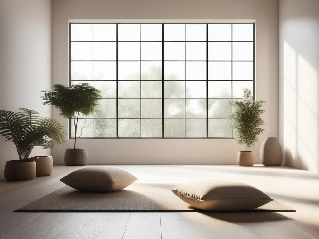 Espacio de meditación minimalista y sereno