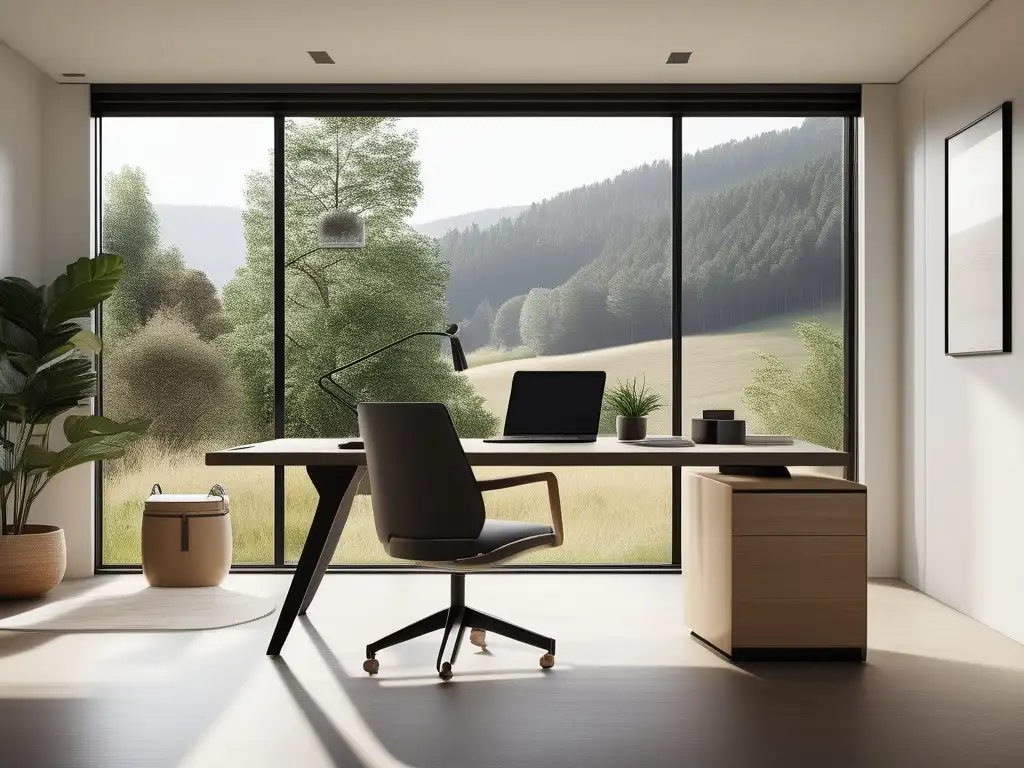 Oficina minimalista con vista a paisaje natural: Hábitos saludables para reprogramar la mente