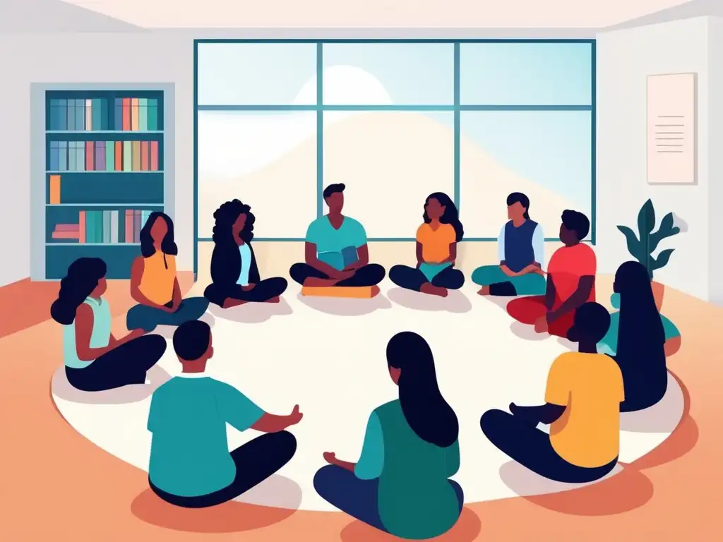 Mindfulness en aulas: cambio necesario - Estudiantes diversos practicando en un aula con calma y concentración