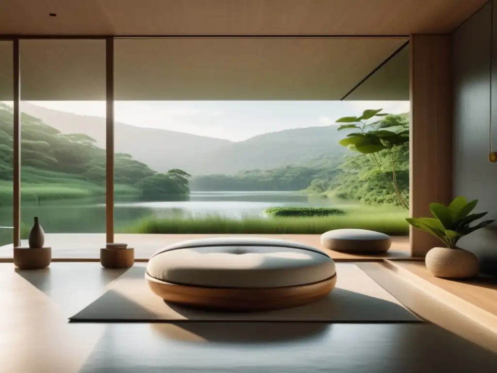 Habitación minimalista con vista a paisaje tranquilo: Beneficios del Mindfulness en adicciones