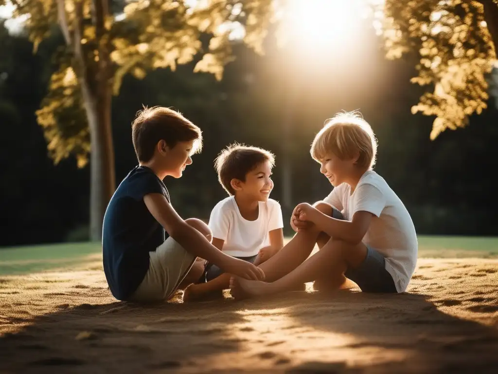 Rol hermanos en bienestar infancia: Siblings disfrutando de una tarde armoniosa al aire libre