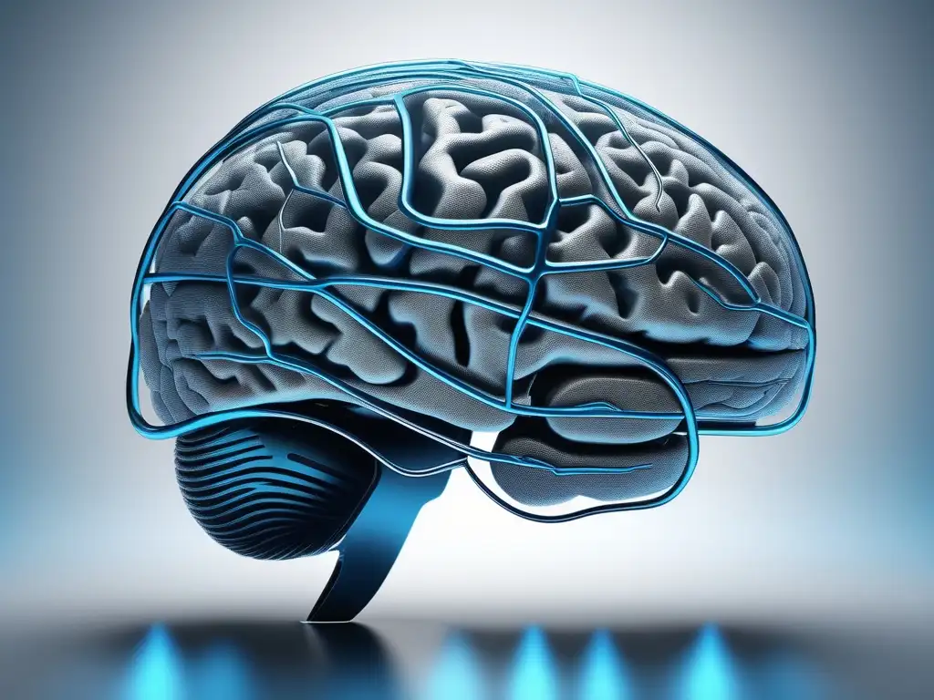 Importancia neurociencia salud mental: imagen 8k ultradetallada de cerebro humano, estructuras y conexiones, minimalista y moderna