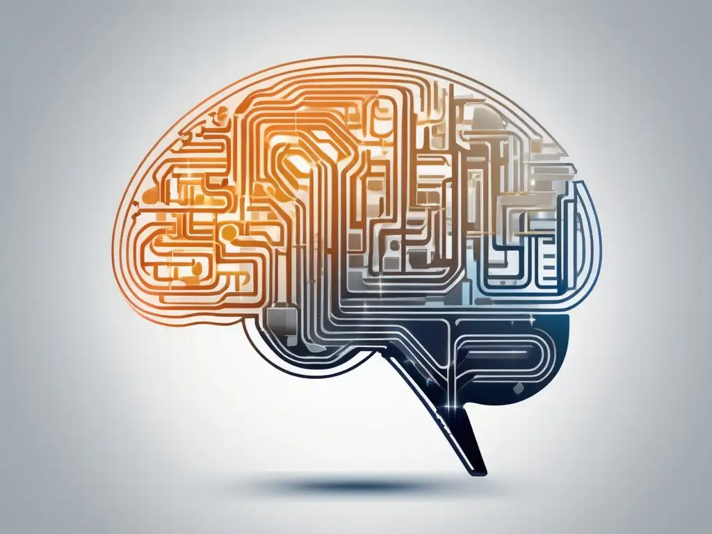 Alimentos procesados y estado de ánimo: imagen impactante de un cerebro con circuitos interconectados, representando elementos mencionados en el artículo