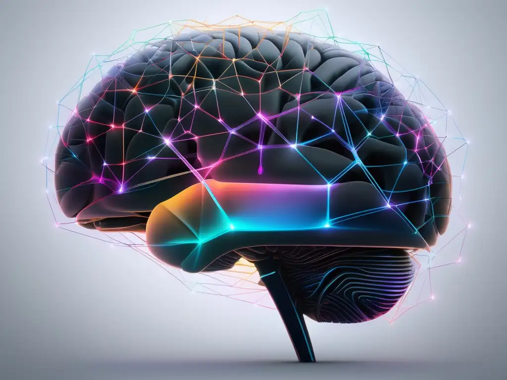 Ilustración de cerebro humano en 8k, destacando la complejidad y belleza