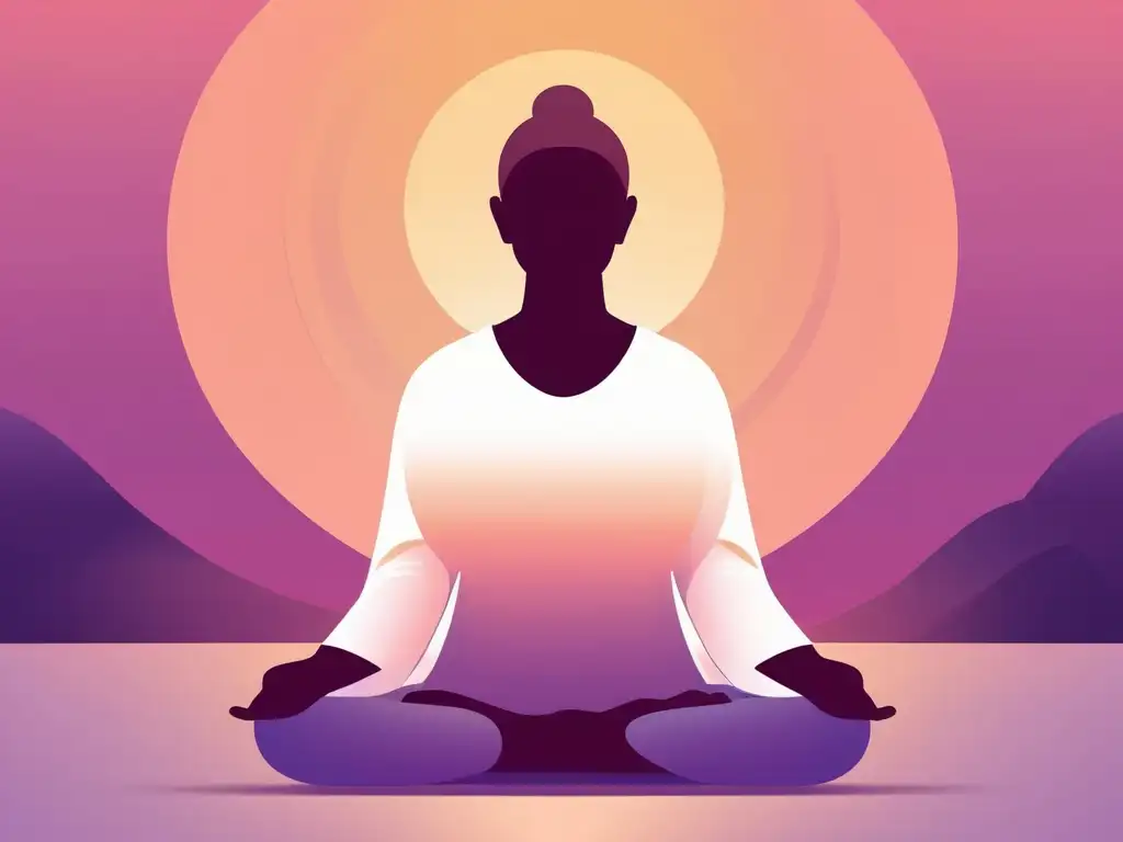 Técnicas de mindfulness para autoconciencia: persona meditando en calma y paz en un ambiente minimalista y moderno