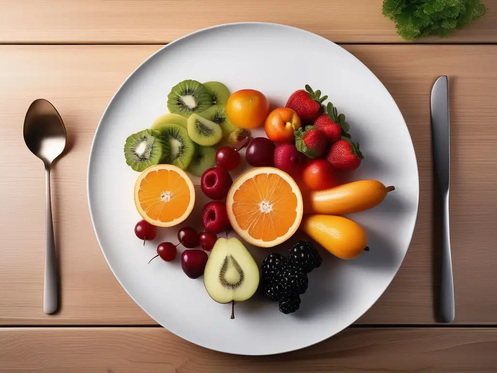 Imagen: Comedor minimalista con frutas y verduras frescas