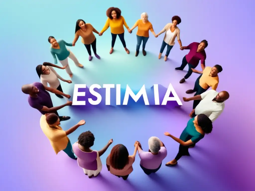 Grupo diverso de personas unidas en círculo, combatiendo estigma y salud mental internacionalmente