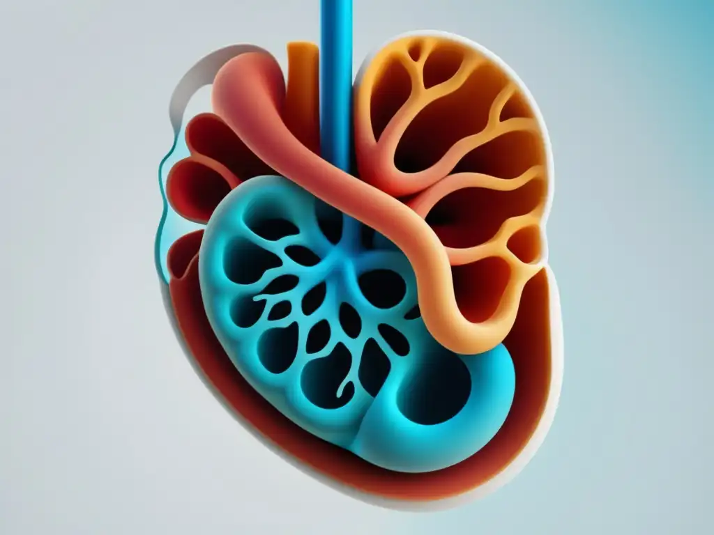 Ilustración moderna del sistema digestivo humano con microbiota intestinal: Beneficios en el estado de ánimo