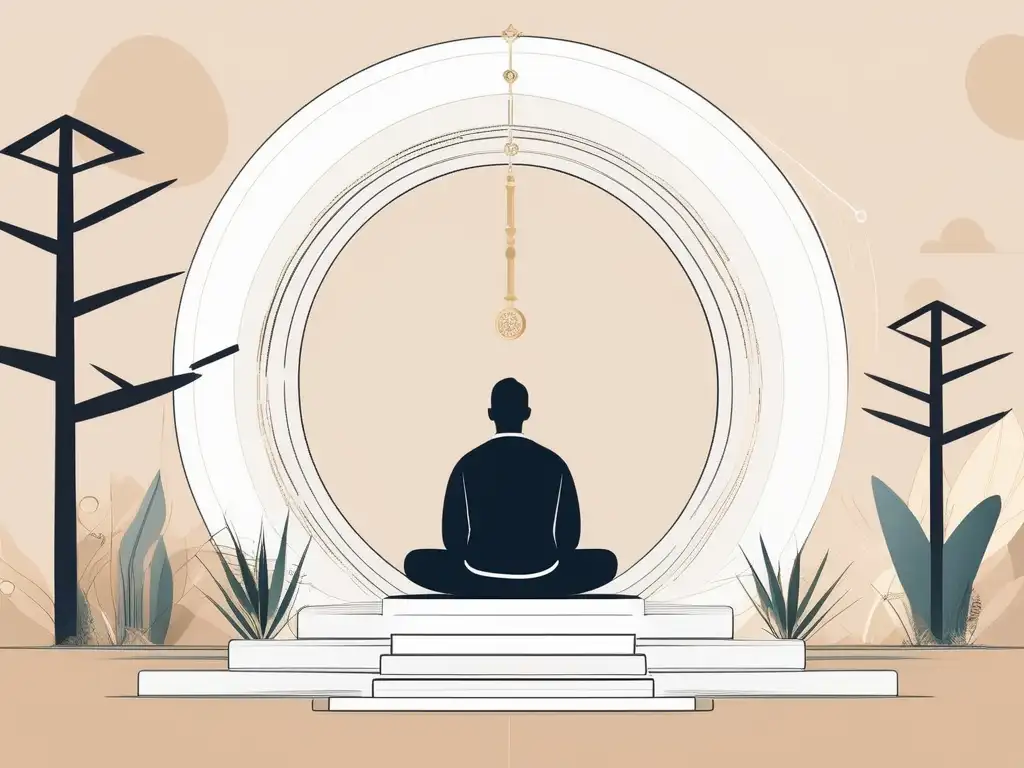 Ilustración minimalista de persona meditando, simbolizando estrategias para combatir el estrés