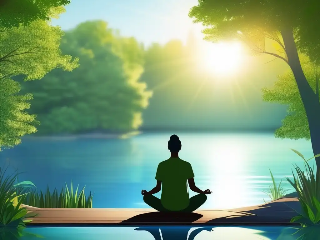 Persona meditando en un entorno natural, promoviendo la salud mental y hábitos saludables