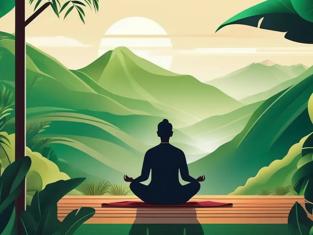 Descubrimientos salud mental: Persona meditando en entorno natural sereno y vibrante