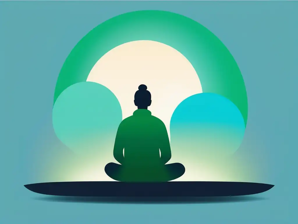 Beneficios del Mindfulness en adicciones: Persona en meditación, rodeada de luz, expresa calma y enfoque