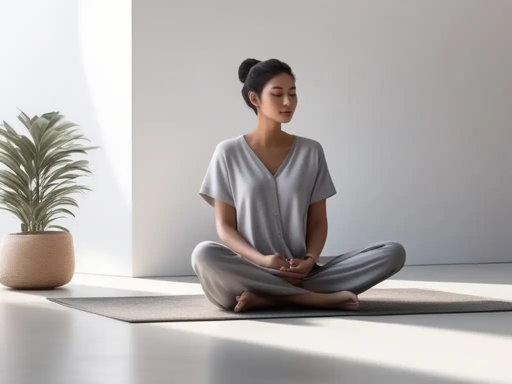 Beneficios del Mindfulness en niños: imagen de niño meditando en ambiente minimalista y tranquilo