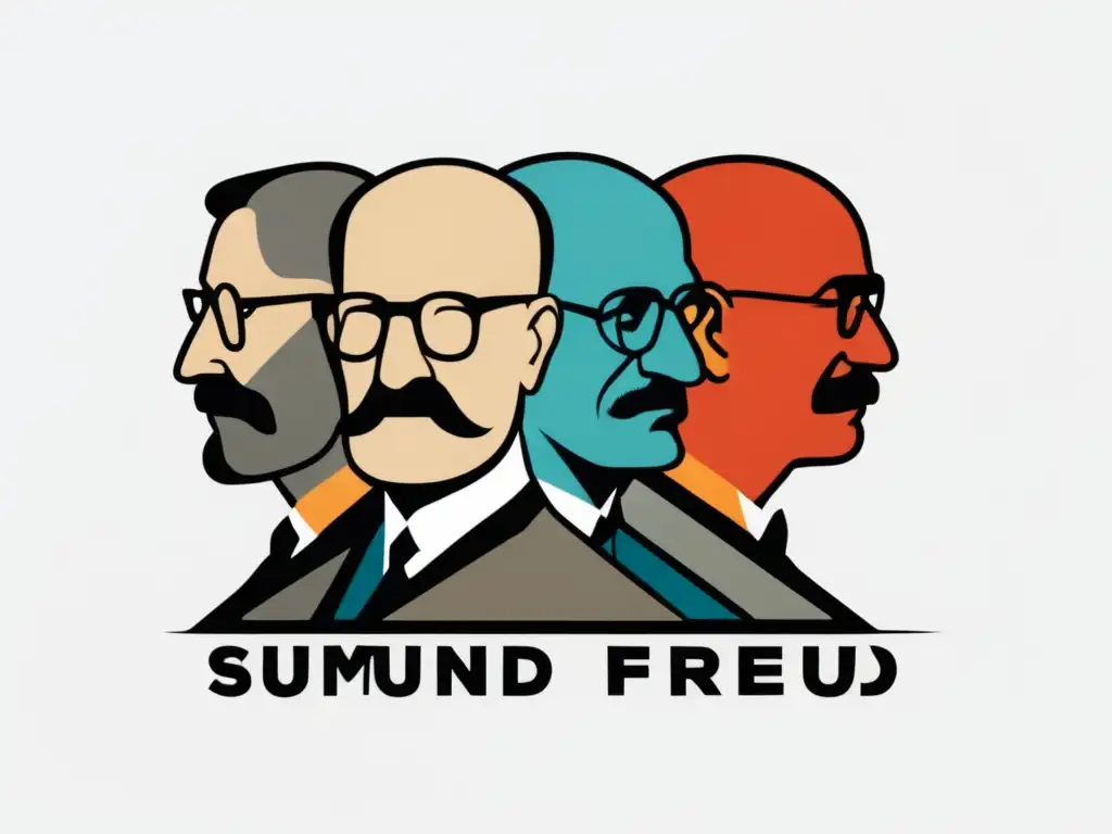 Tres teorías psiquiátricas, Freud, Skinner y Rogers, representadas en una imagen minimalista y impactante