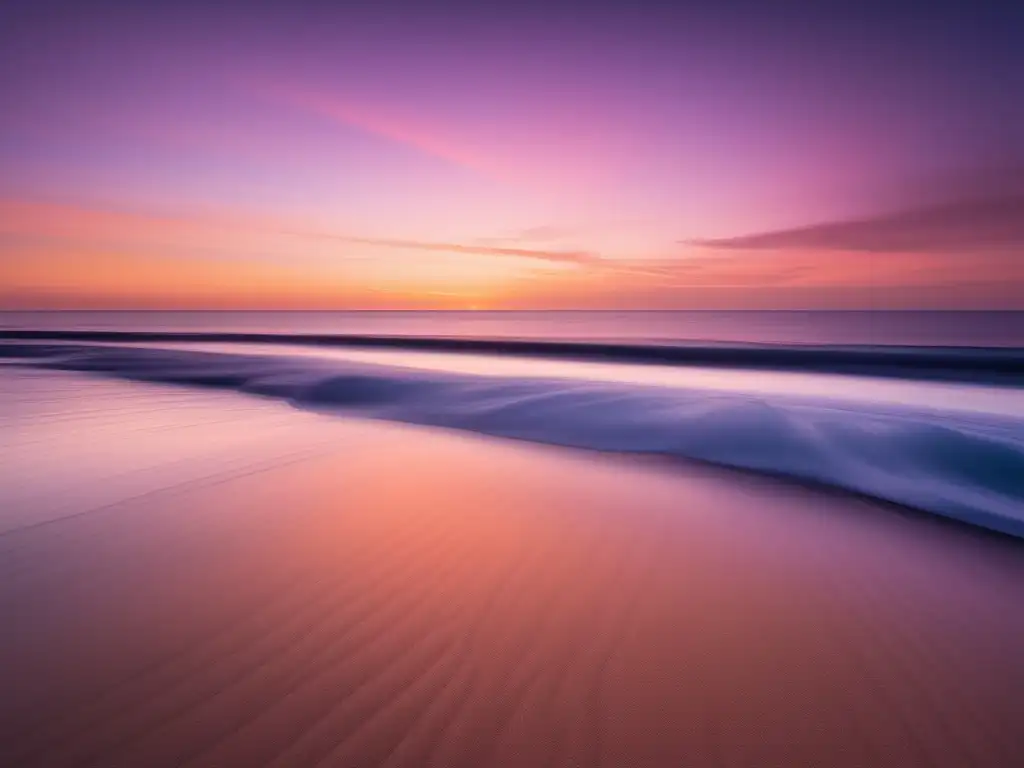 Playa solitaria al atardecer, transmite paz y serenidad