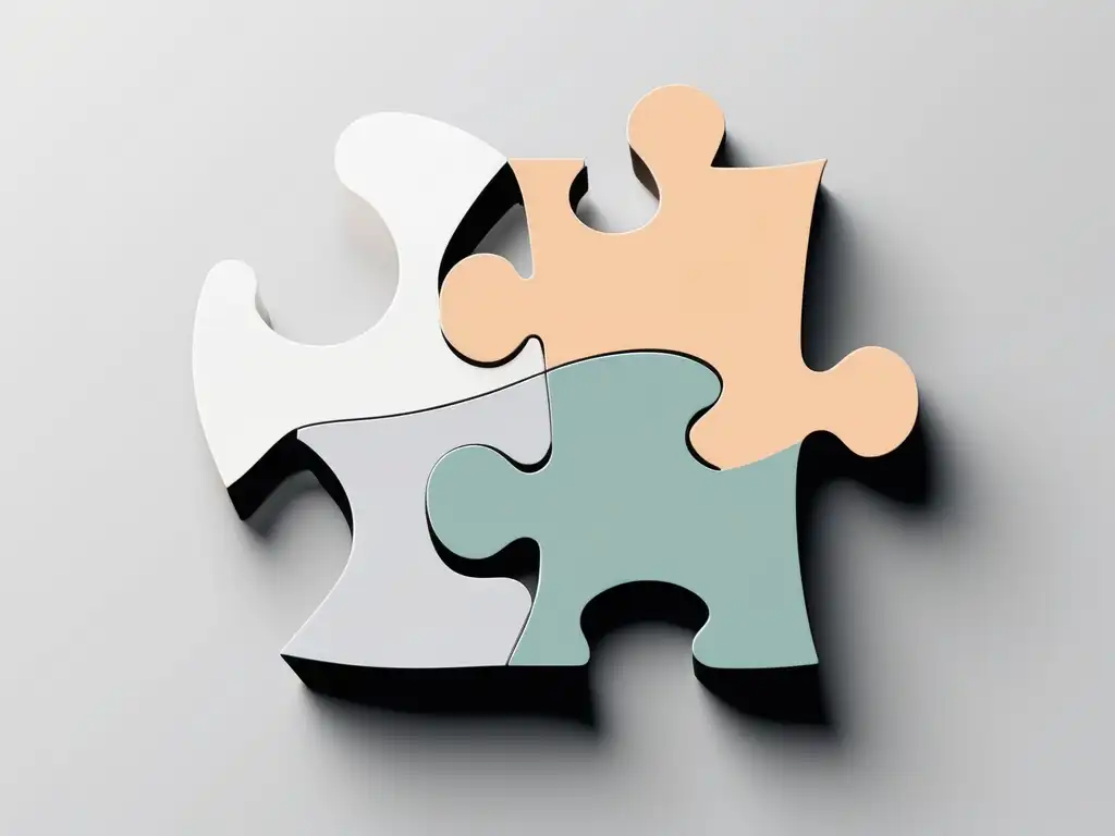 Impacto de valores compartidos en relaciones: puzzle pieces encajando perfectamente, simbolizando la compatibilidad en las relaciones