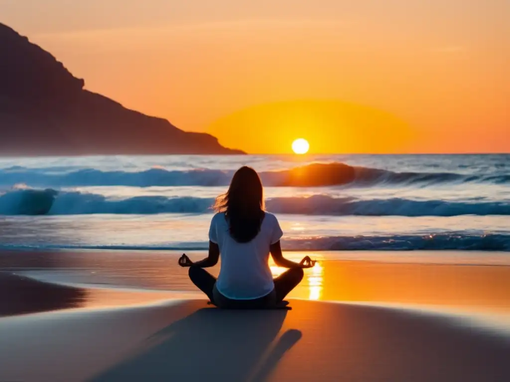 Persona en la playa transmitiendo tranquilidad y bienestar mental - Influencia relaciones bienestar mental