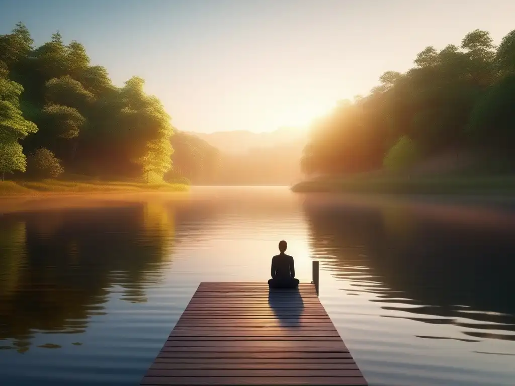 Beneficios del Mindfulness en el dolor crónico: Imagen serena de lago, naturaleza y práctica de mindfulness