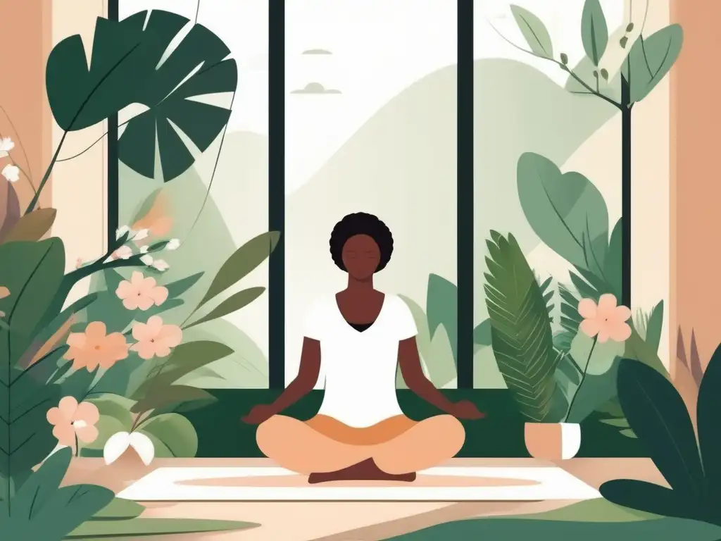 Imagen de meditación y mindfulness en un entorno tranquilo y natural