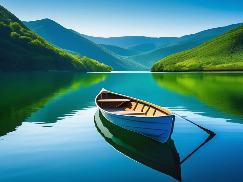 Importancia metas corto plazo salud mental: Serenidad en lago rodeado de montañas verdes