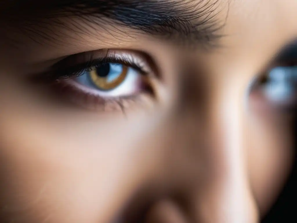 Importancia de intervención temprana en trastornos alimentarios: imagen de rostro con ojos expresivos, elegantes y fondo minimalista