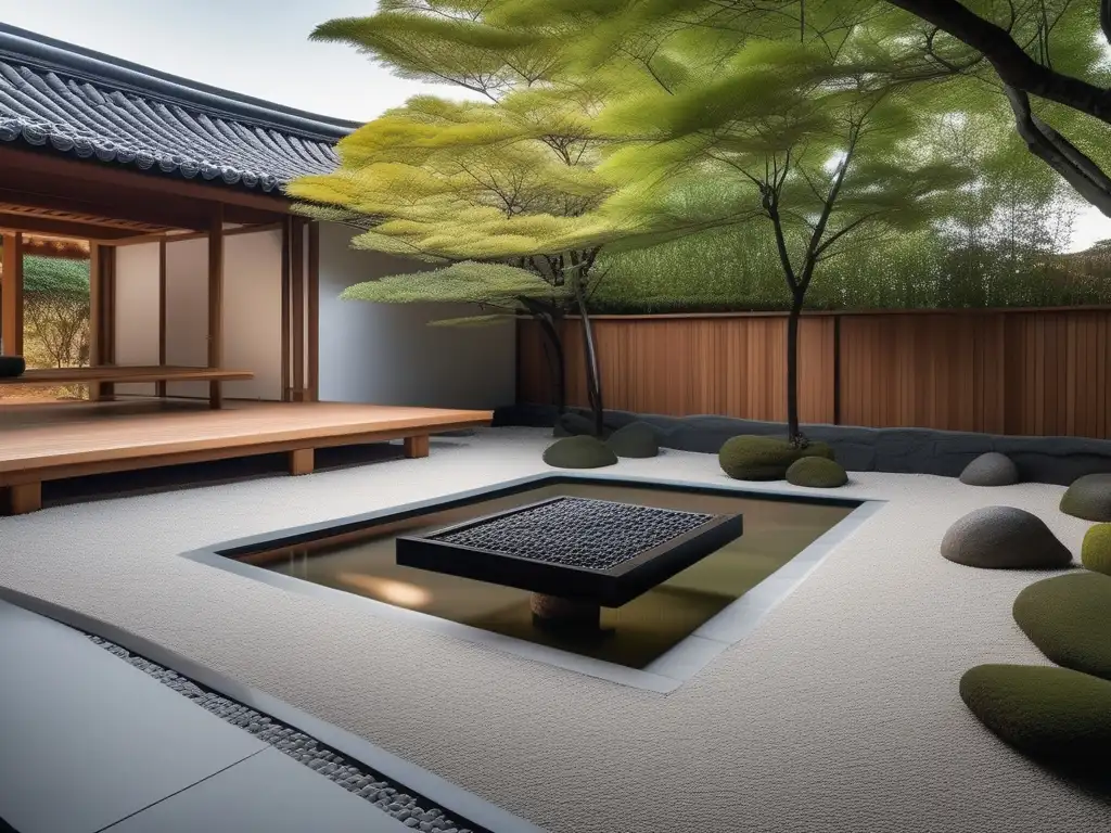 Hermoso jardín Zen con diseño minimalista y sereno - Beneficios del Mindfulness para la rutina