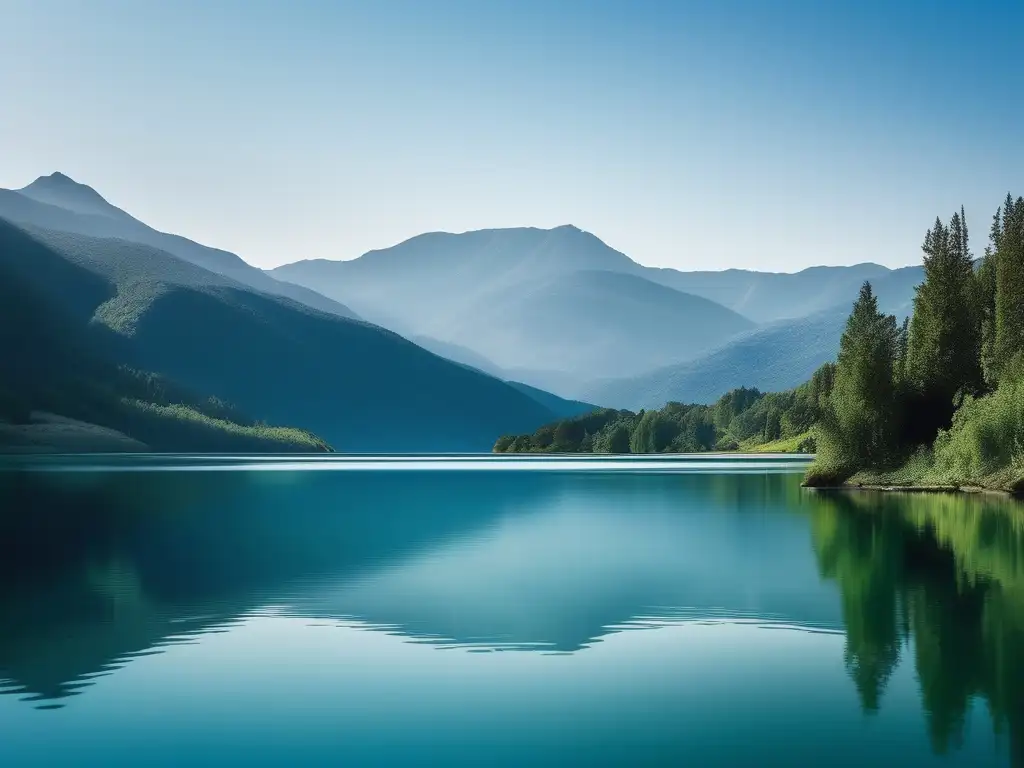 Equilibrio emocional y técnicas de manejo del estrés en una imagen de un lago sereno rodeado de montañas