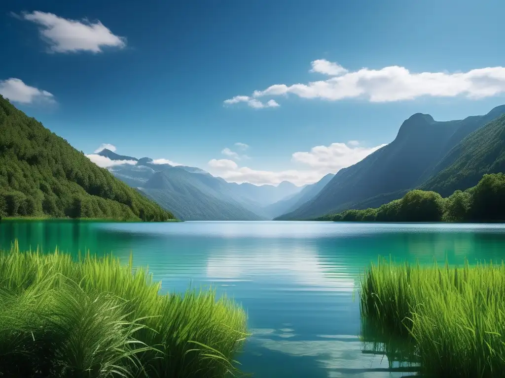 Técnicas de equilibrio emocional para líderes en un paisaje sereno de montañas y un lago tranquilo