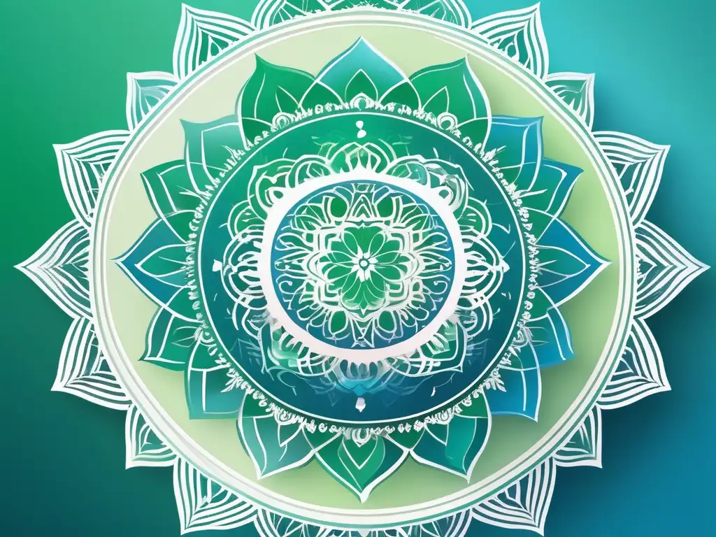 Beneficios Mindfulness Trastornos Alimentarios: Imagen 8k con diseño minimalista, mandala, símbolos mindfulness, equilibrio y armonía