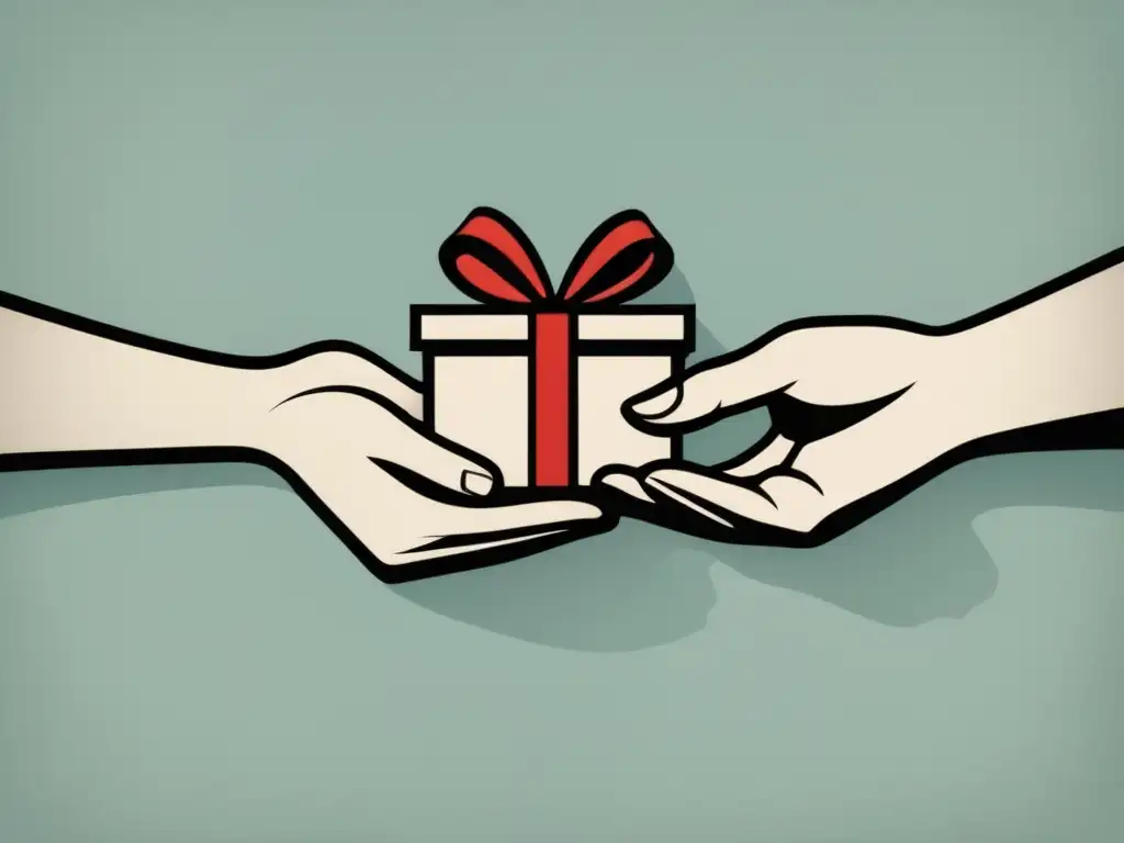 Importancia de la reciprocidad en relaciones: dos manos ofreciendo y recibiendo un regalo