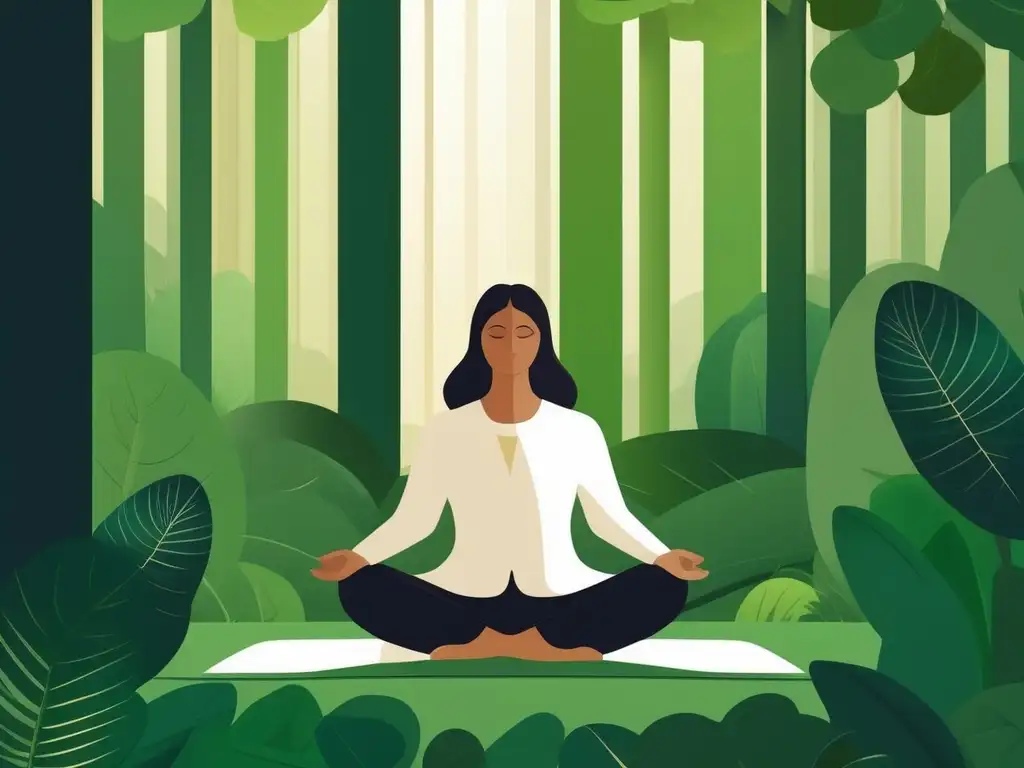 Imagen de meditación en un bosque, con la técnica de observación de pensamientos