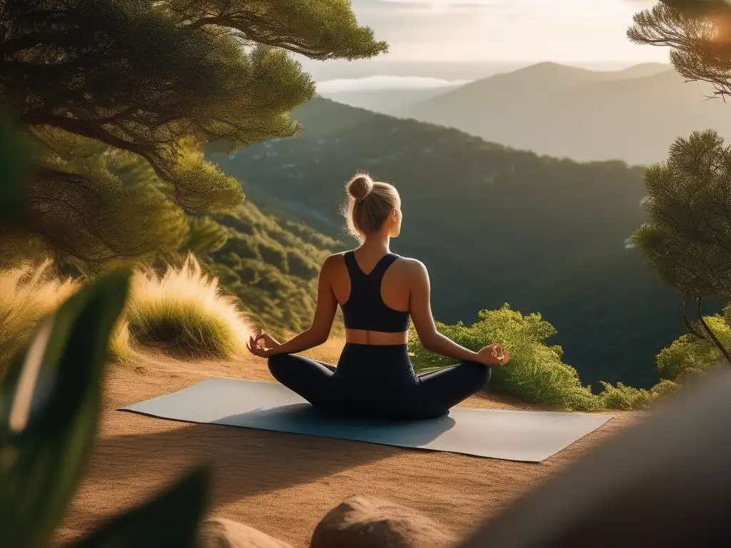 Persona practicando mindfulness en la montaña - Beneficios del Mindfulness para la salud cardiovascular