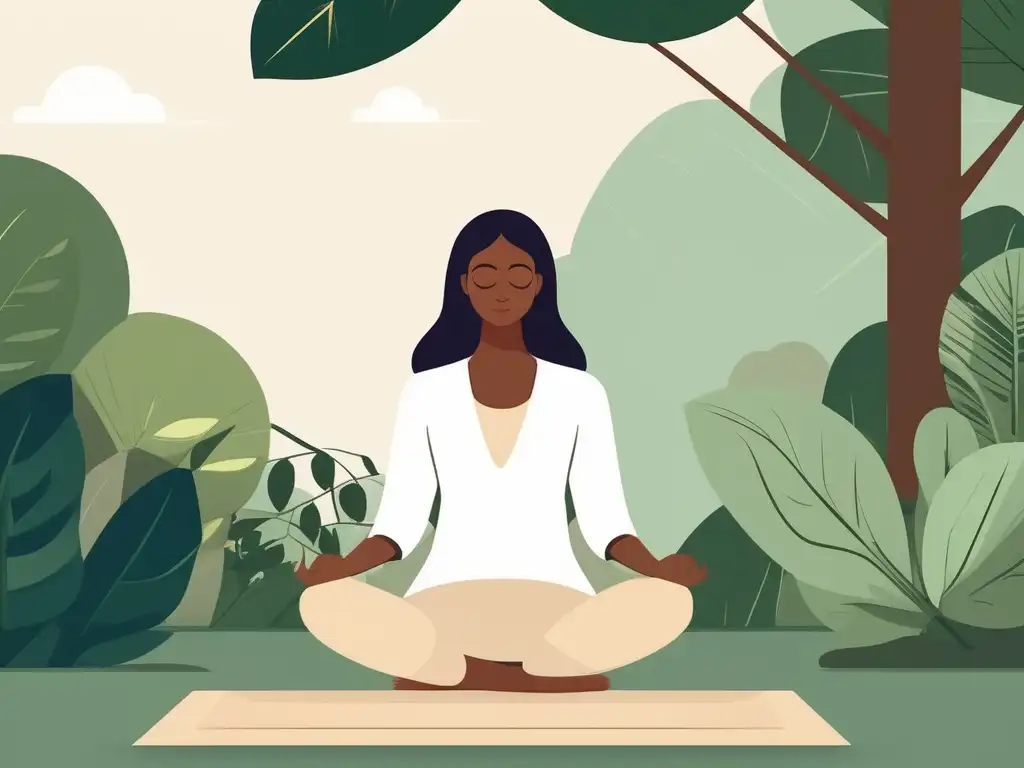 Beneficios de mindfulness para diabéticos: escena serena y relajante con persona practicando