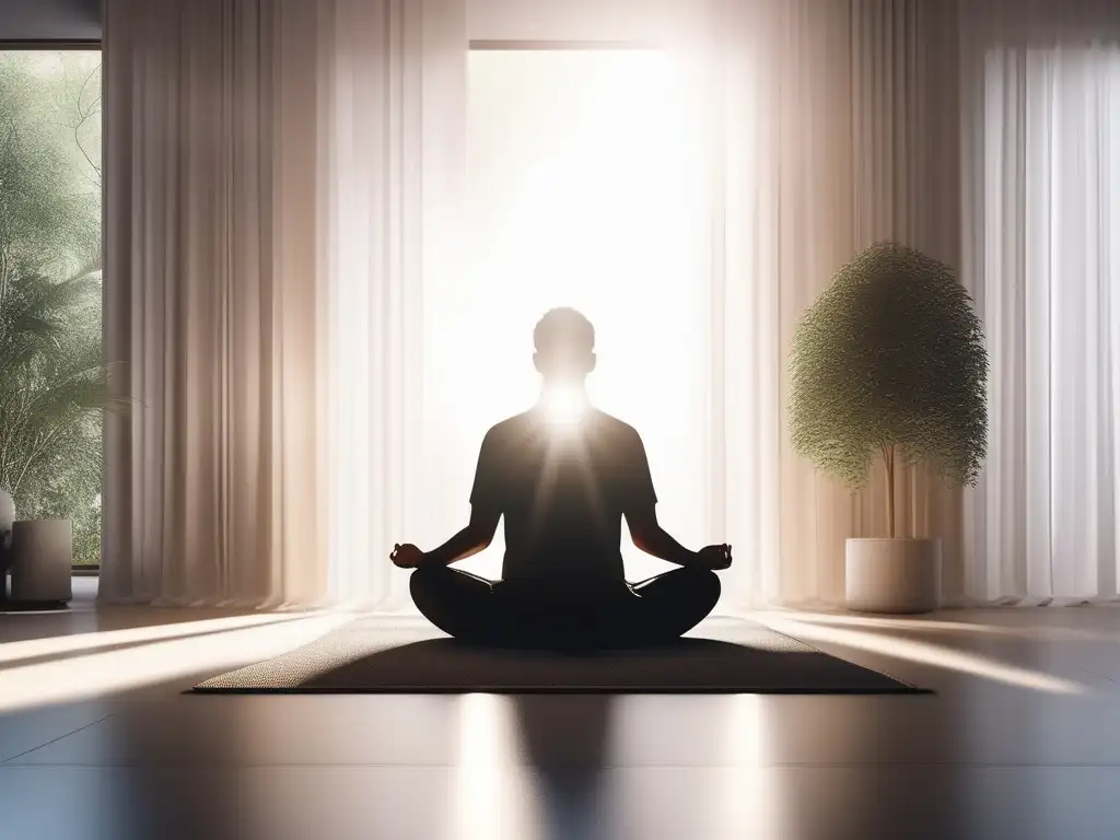 Técnicas de meditación para la paz interior: Persona meditando en serenidad y minimalismo